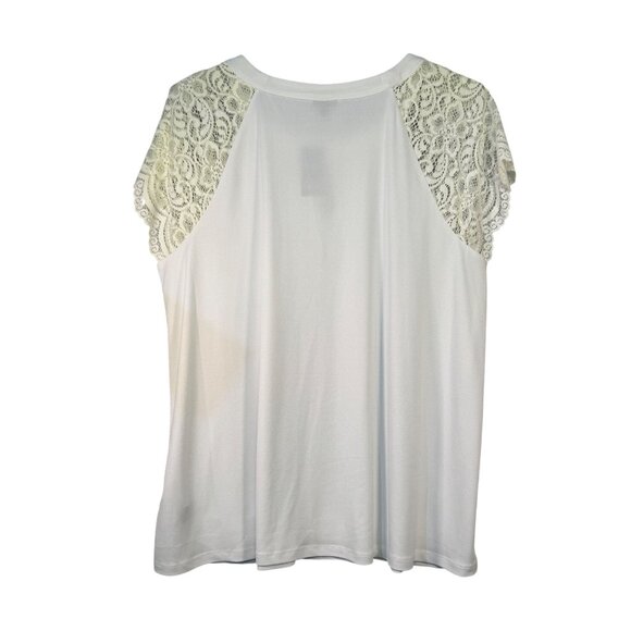 Torrid White Lace Sleeve Keyhole Top 3X Polyester Spandex Blend - Picture 3 of 8